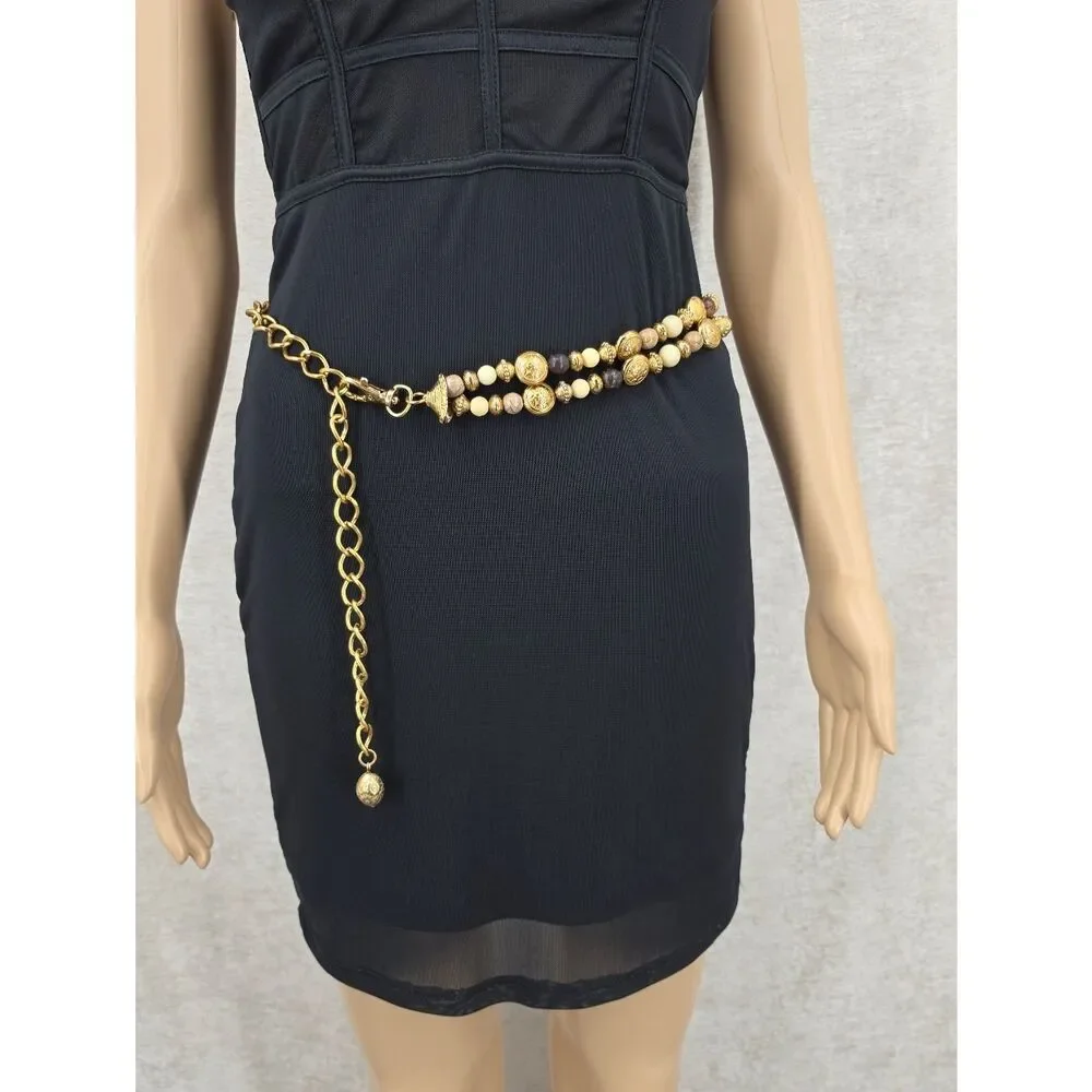 Vintage Gold Beaded Chain Waist Chain Belt
